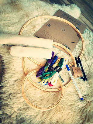Stitch & Frame: Creëer je eigen borduurkunst in houten ringen - DIY kit