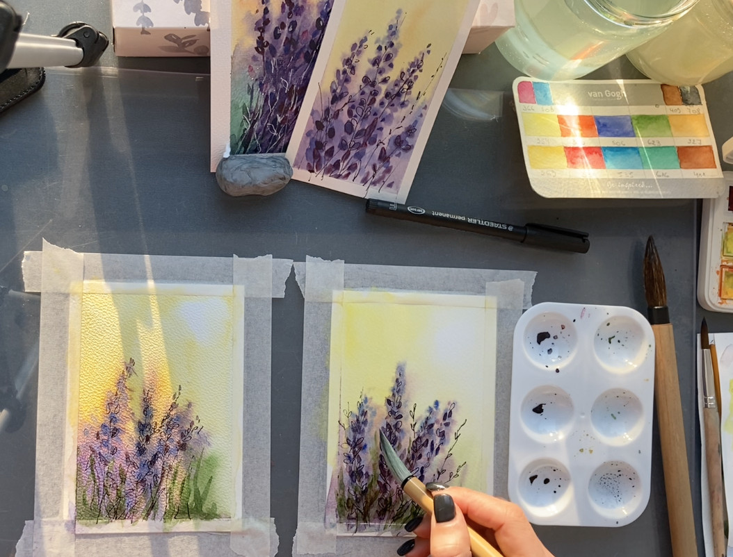 Fijne kaartjes maken met aquarel "Groetjes uit de Provence!" - Foto