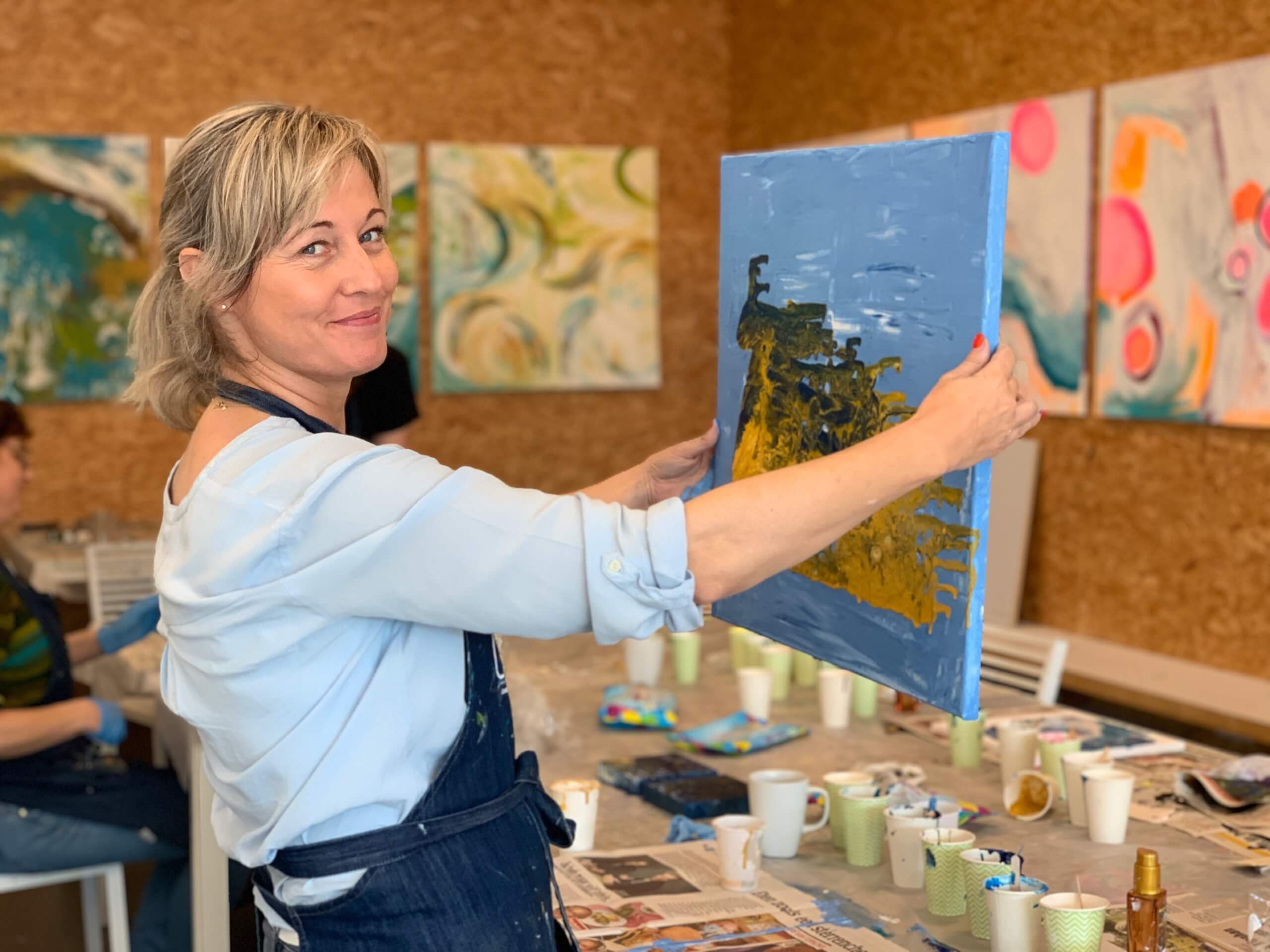 Acrylic pouring basisopleiding en eigen creatie - Foto