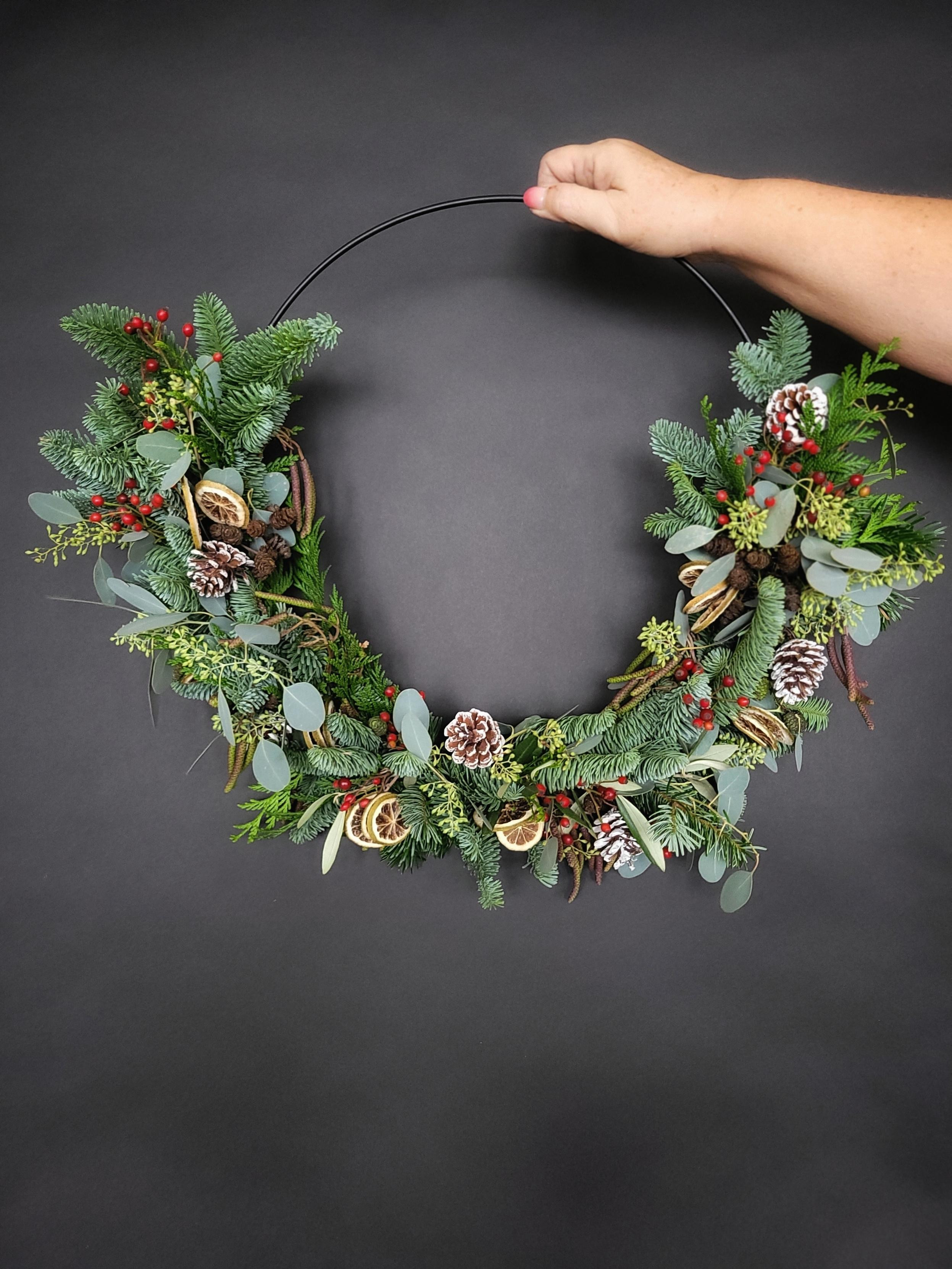 Kerstkrans / winterkrans workshop - Foto