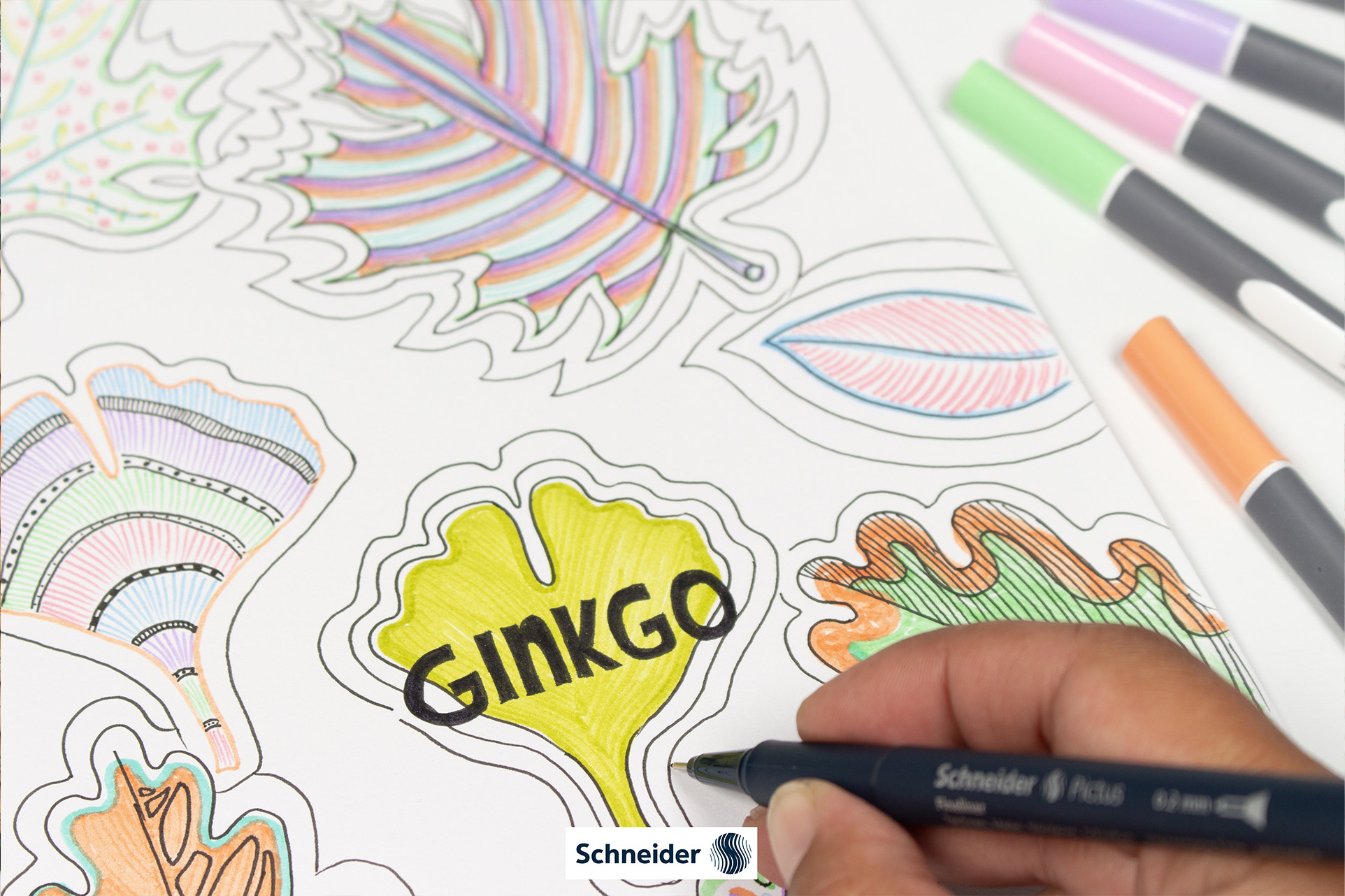 DIY- Workshop Herfstblad tekenen met Schneider Brushpen Paint-It - Foto