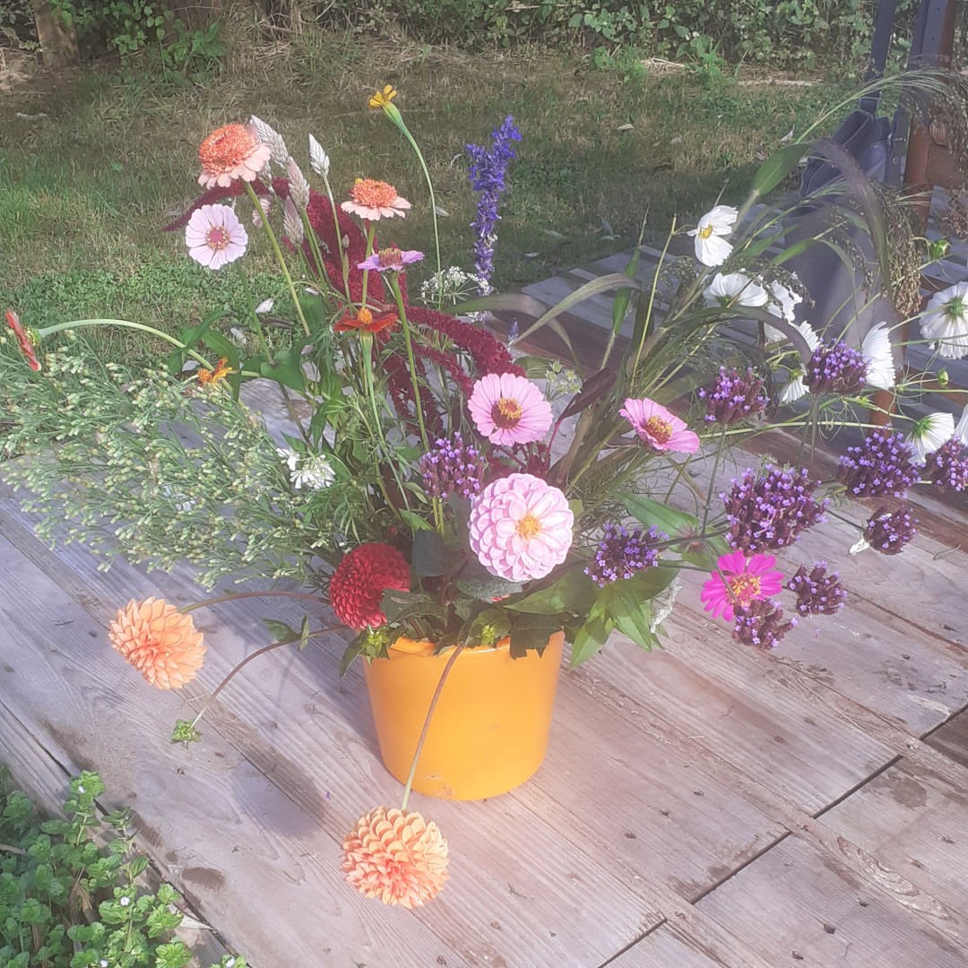 Workshop Pluk en maak je bloemstukje - Foto