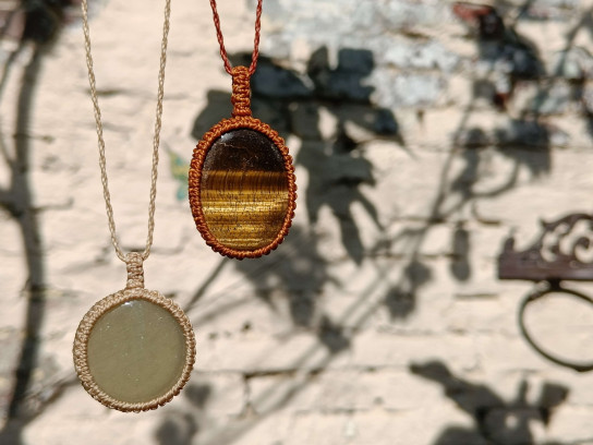 Macrame edelsteen halsketting