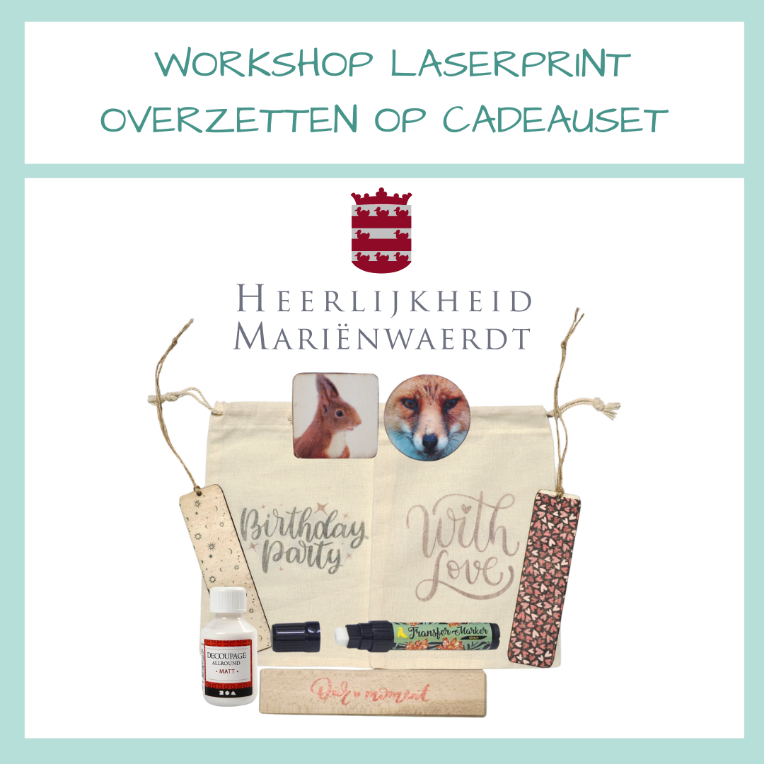 Workshop laserprint overzetten op cadeauset - Foto