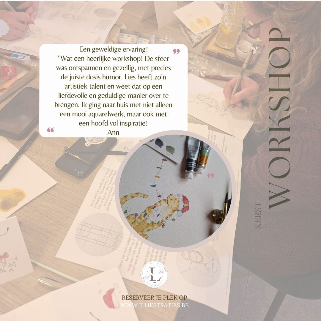 Aquarel Kerstworkshop: Schilder je eigen kat in kerstsfeer - Foto