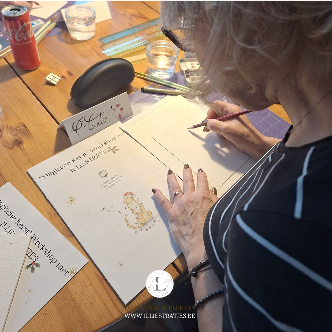 Aquarel Kerstworkshop: Schilder je eigen kat in kerstsfeer - Foto