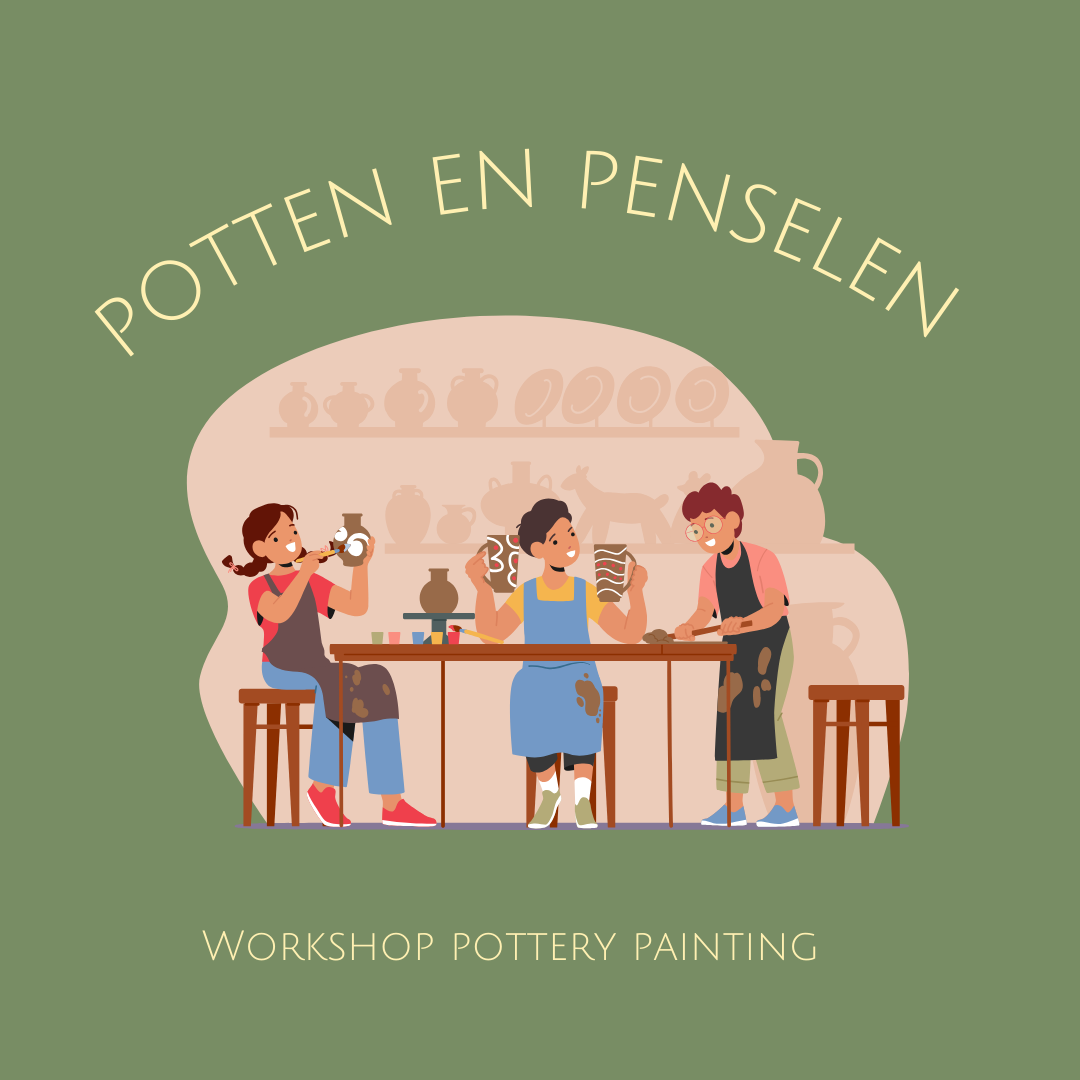 Pottery painting - potten en penselen - Foto
