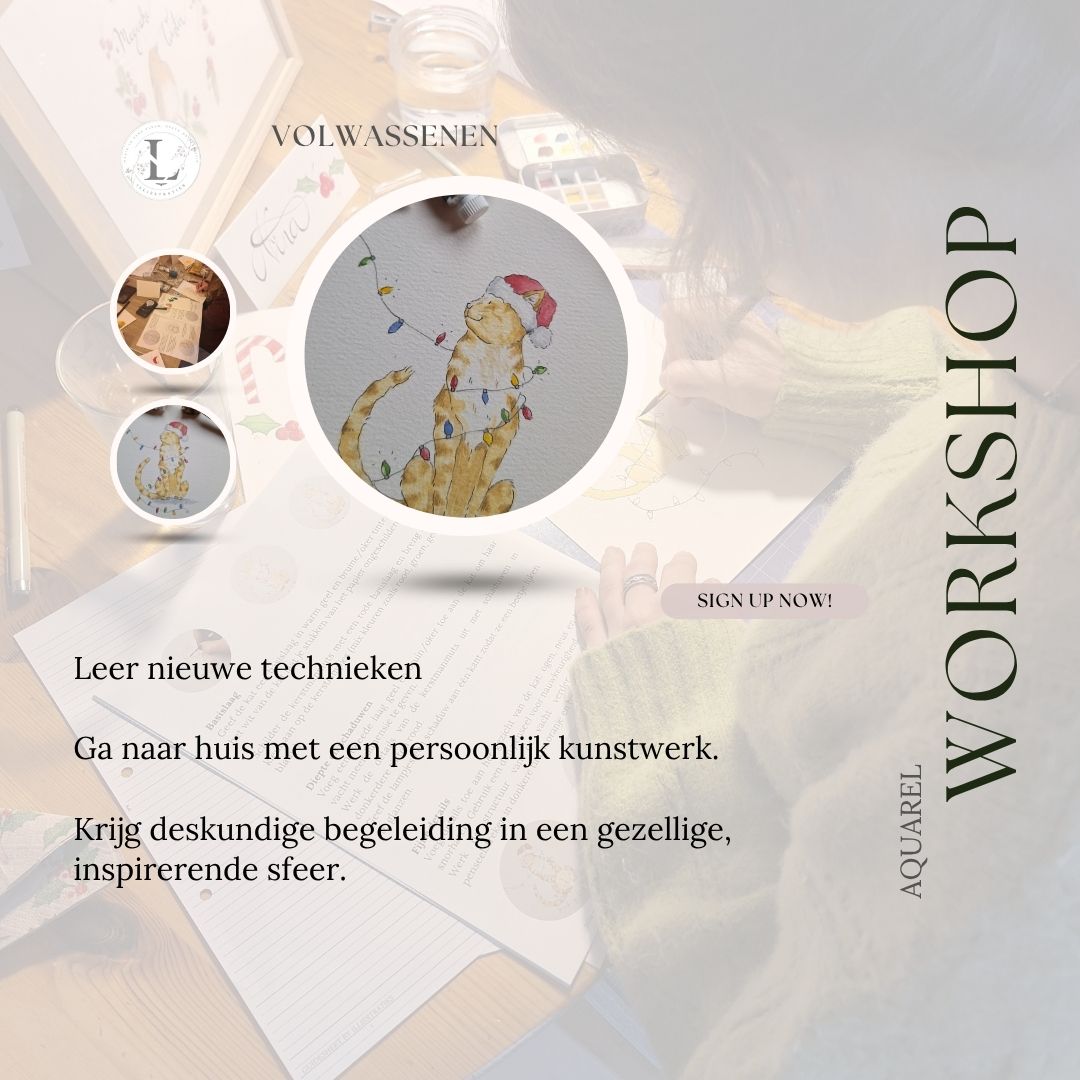 Aquarel Kerstworkshop - Maak jouw kat de hoofdrolspeler in dit verhaal!