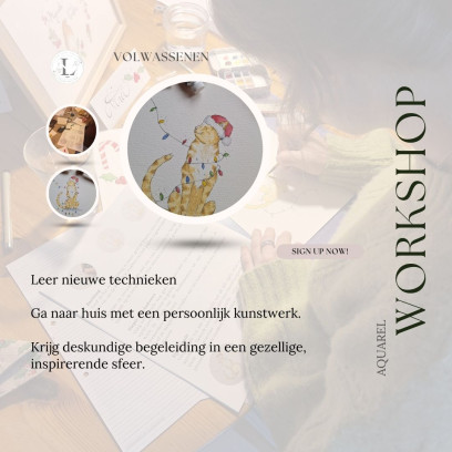 Aquarel Kerstworkshop - Maak jouw kat de hoofdrolspeler in dit verhaal!