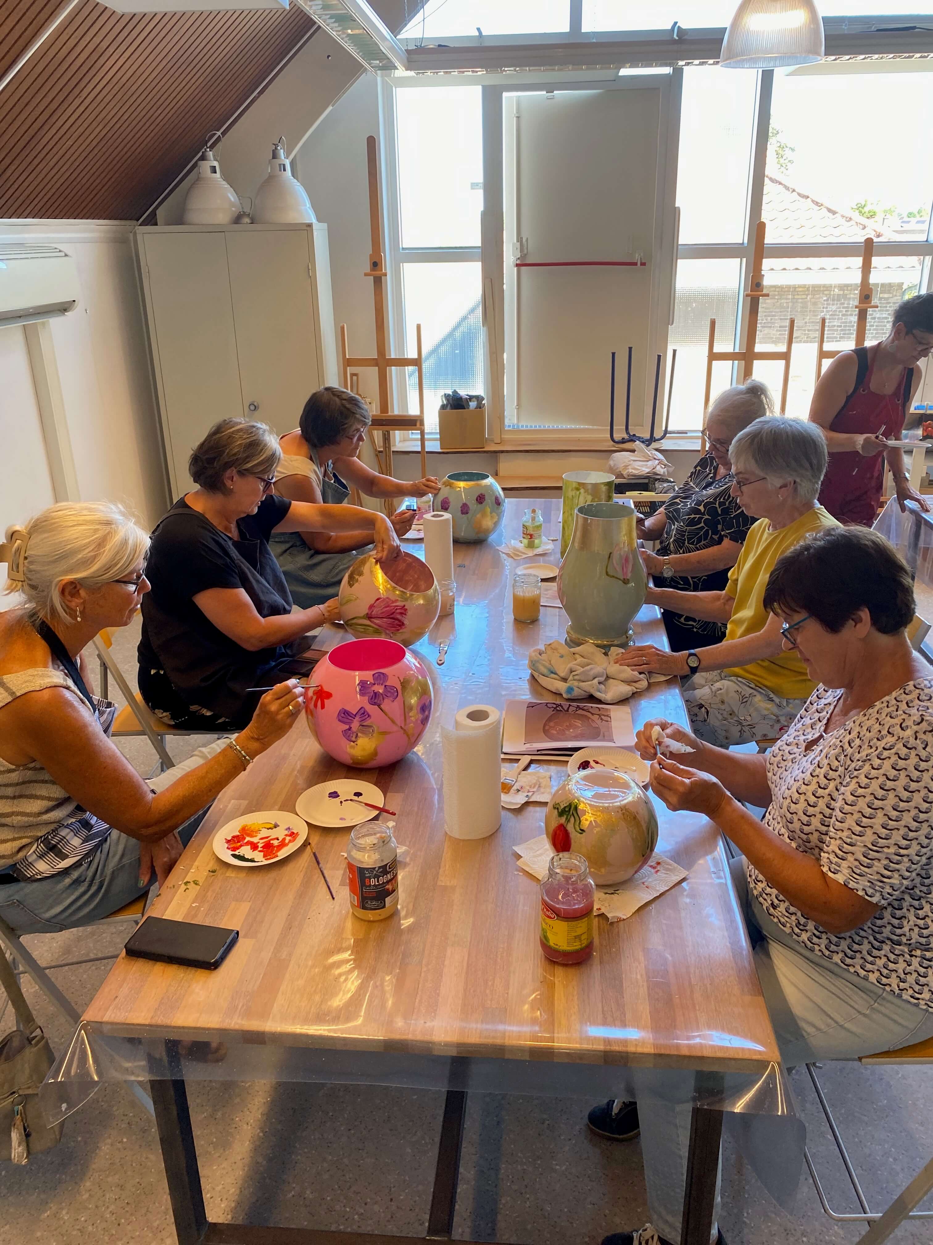 Workshop grote glazen vaas beschilderen - Foto