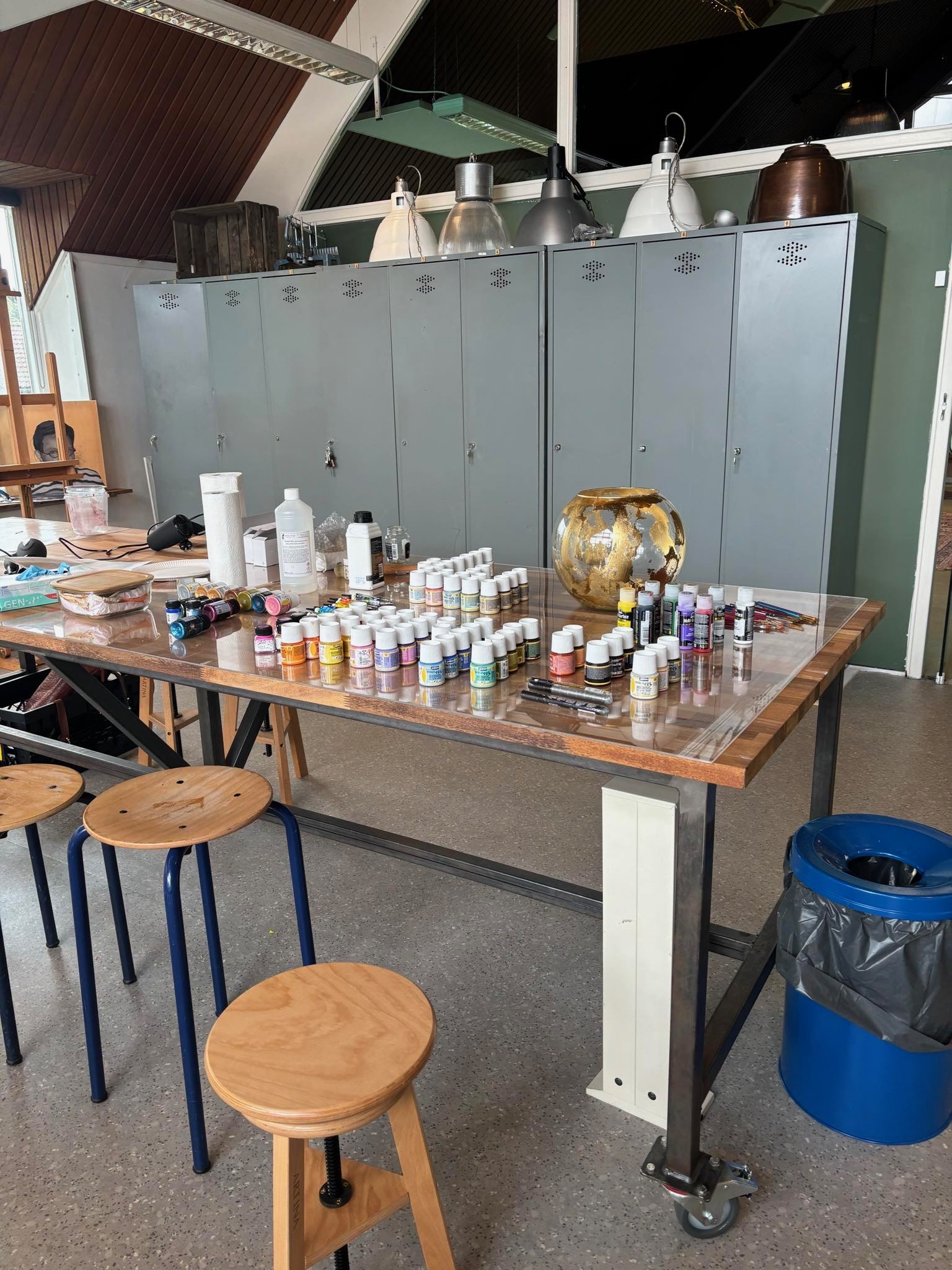 Workshop grote glazen vaas beschilderen - Foto