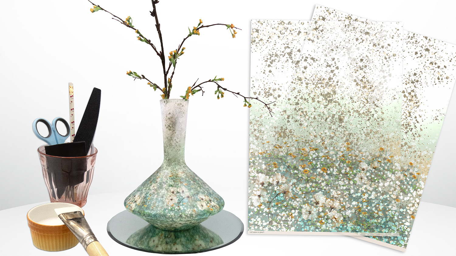 Workshop rijstpapier op glas - Foto