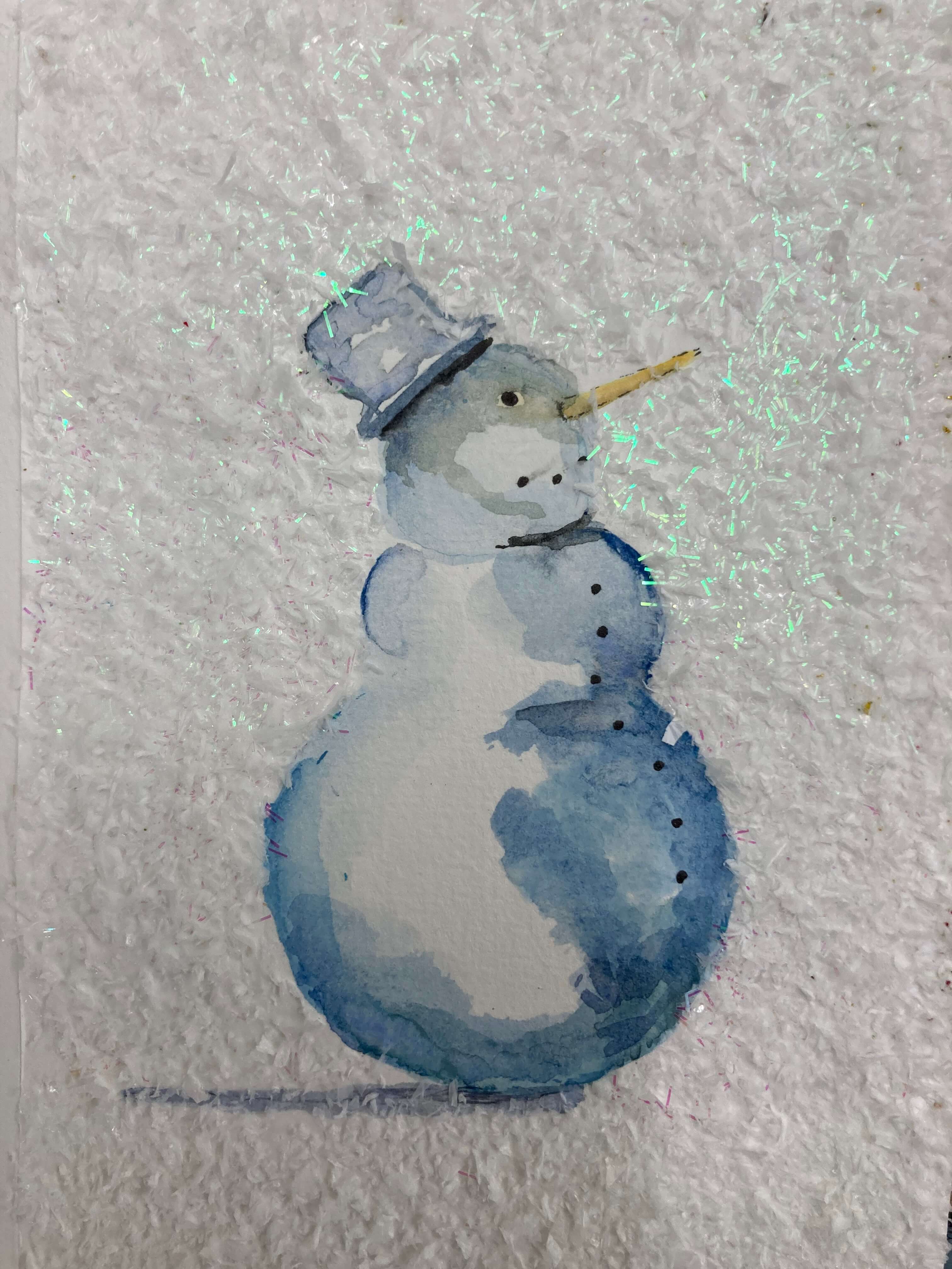 Kerstkaarten maken met aquarelstift - Foto