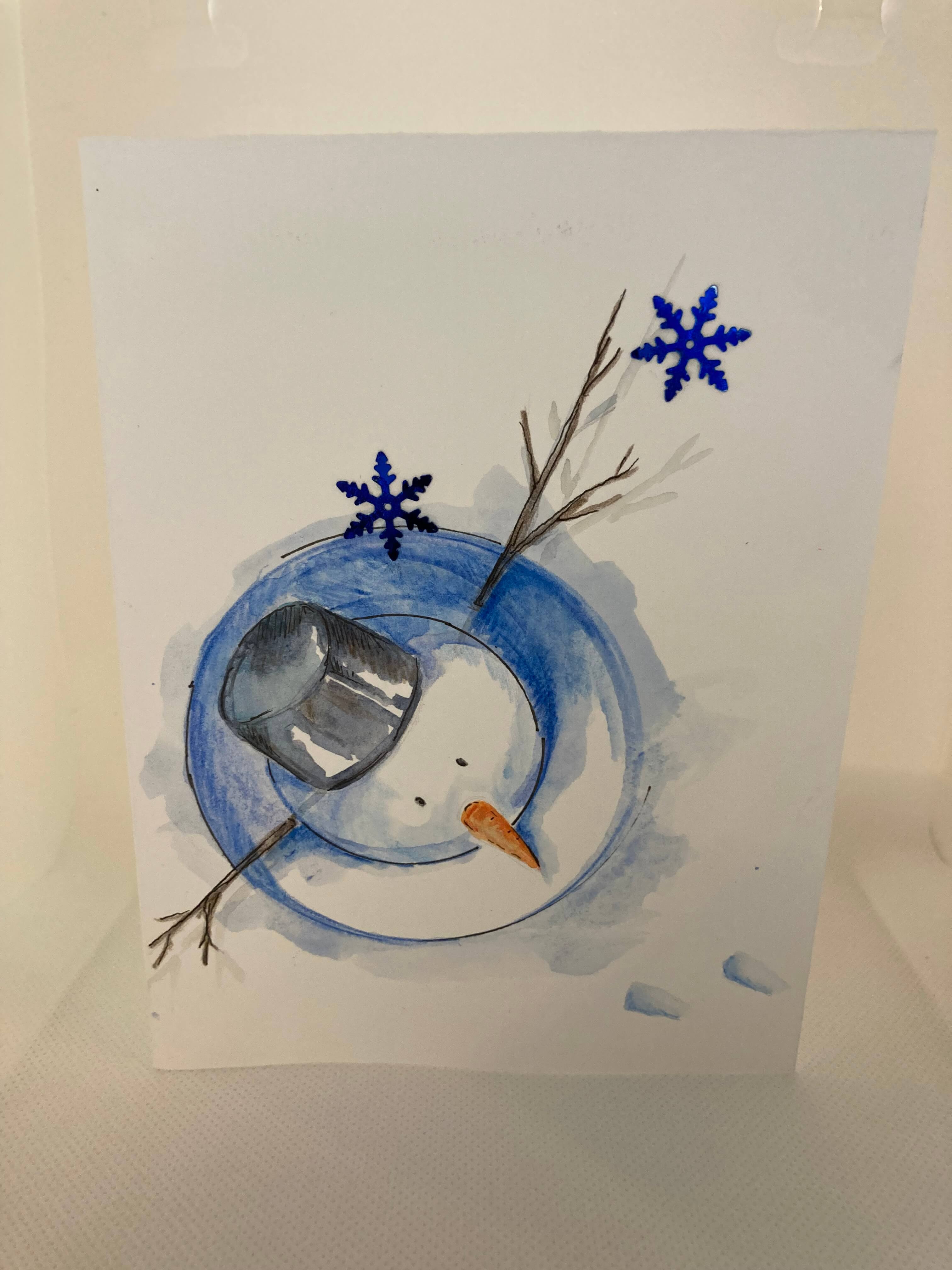 Kerstkaarten maken met aquarelstift - Foto