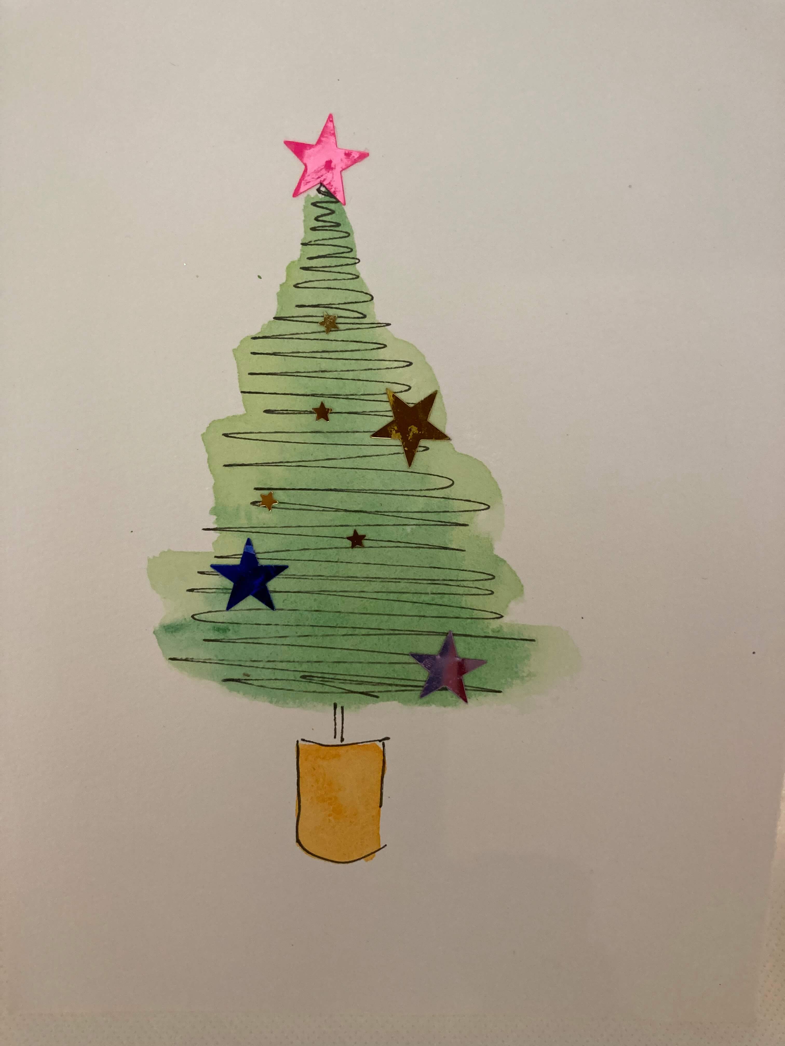 Kerstkaarten maken met aquarelstift - Foto