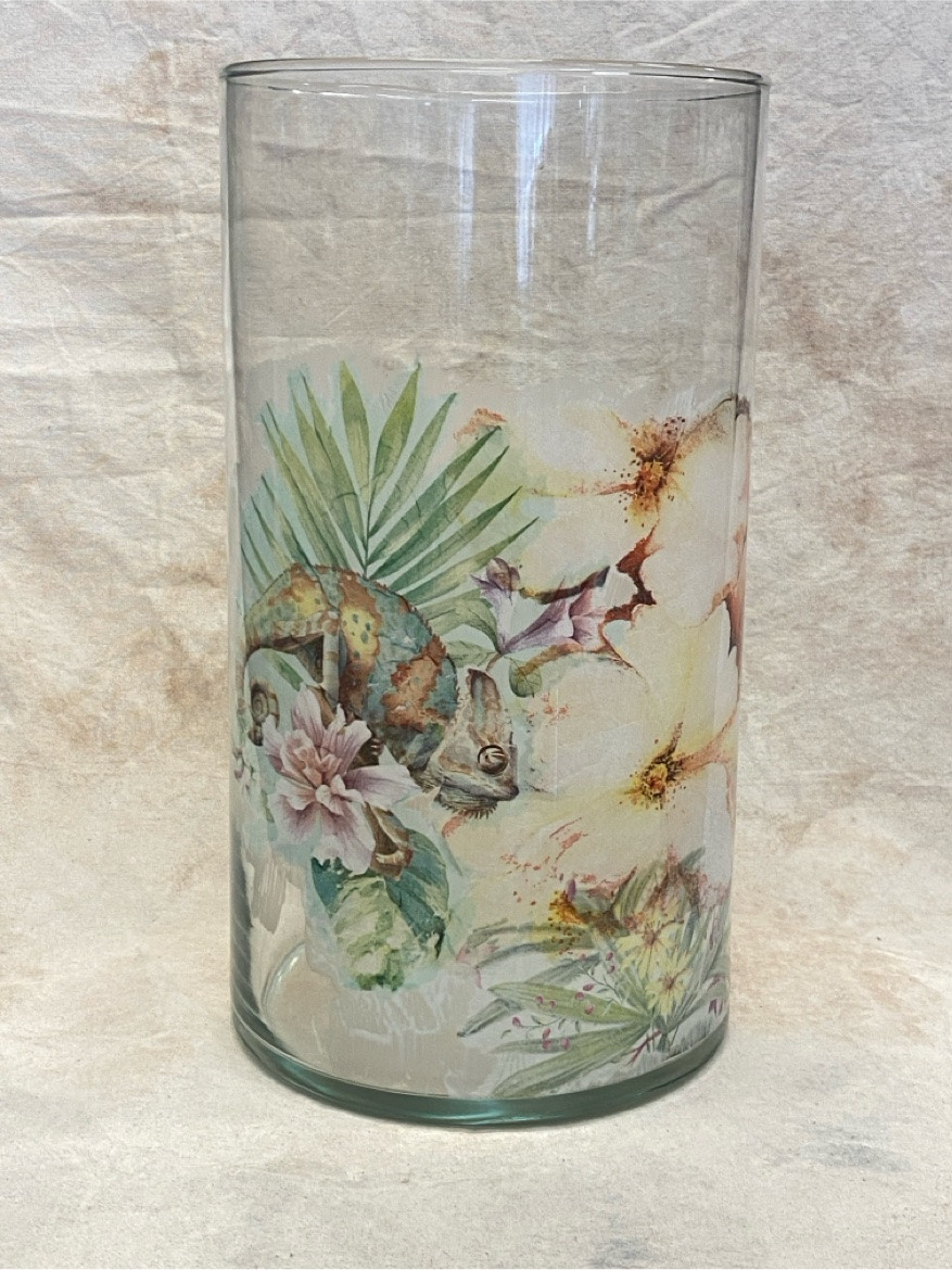 Decoupage glazen vaas of lamp - Foto