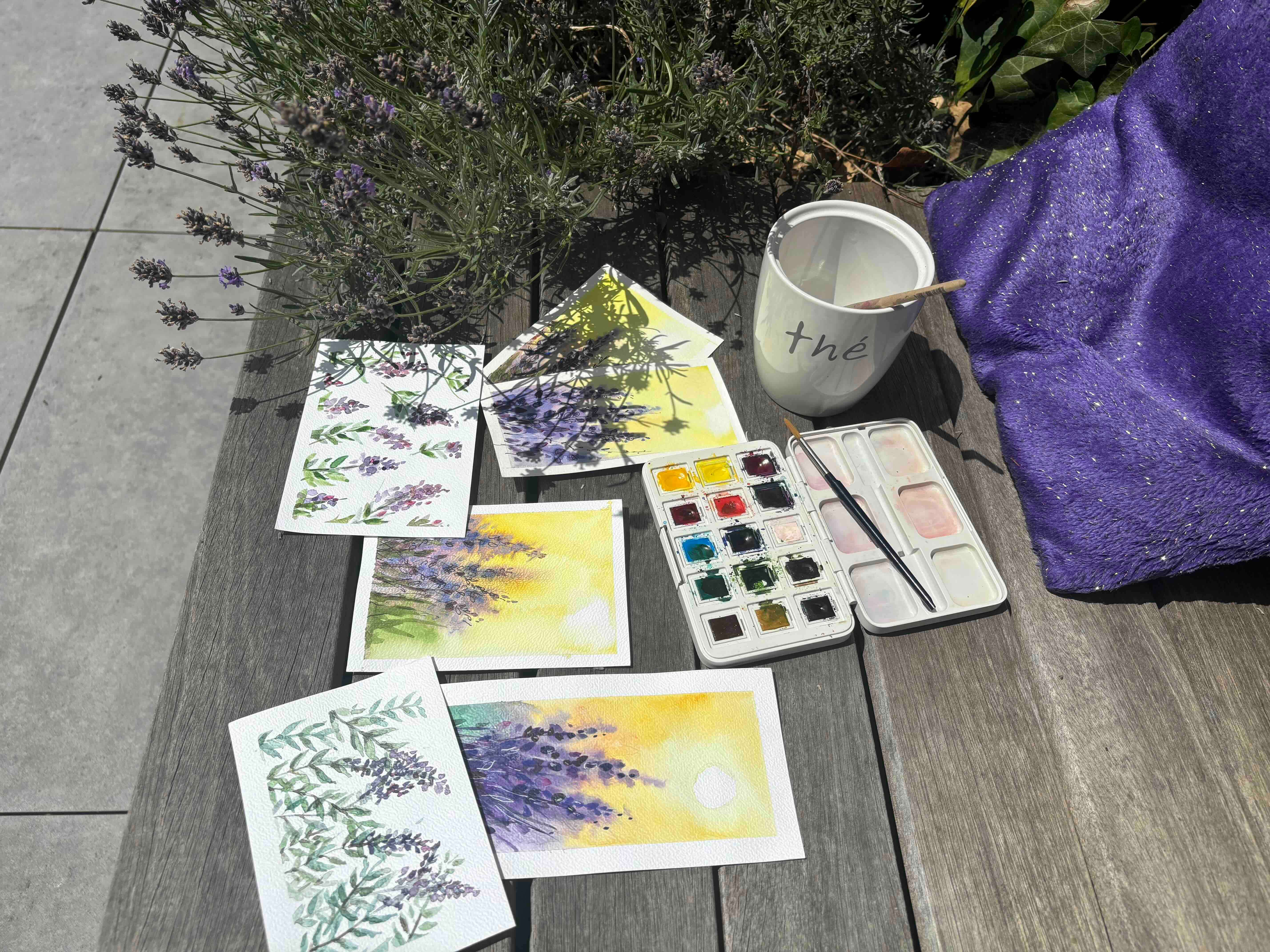 Fijne kaartjes maken met aquarel "Groetjes uit de Provence!" - Foto