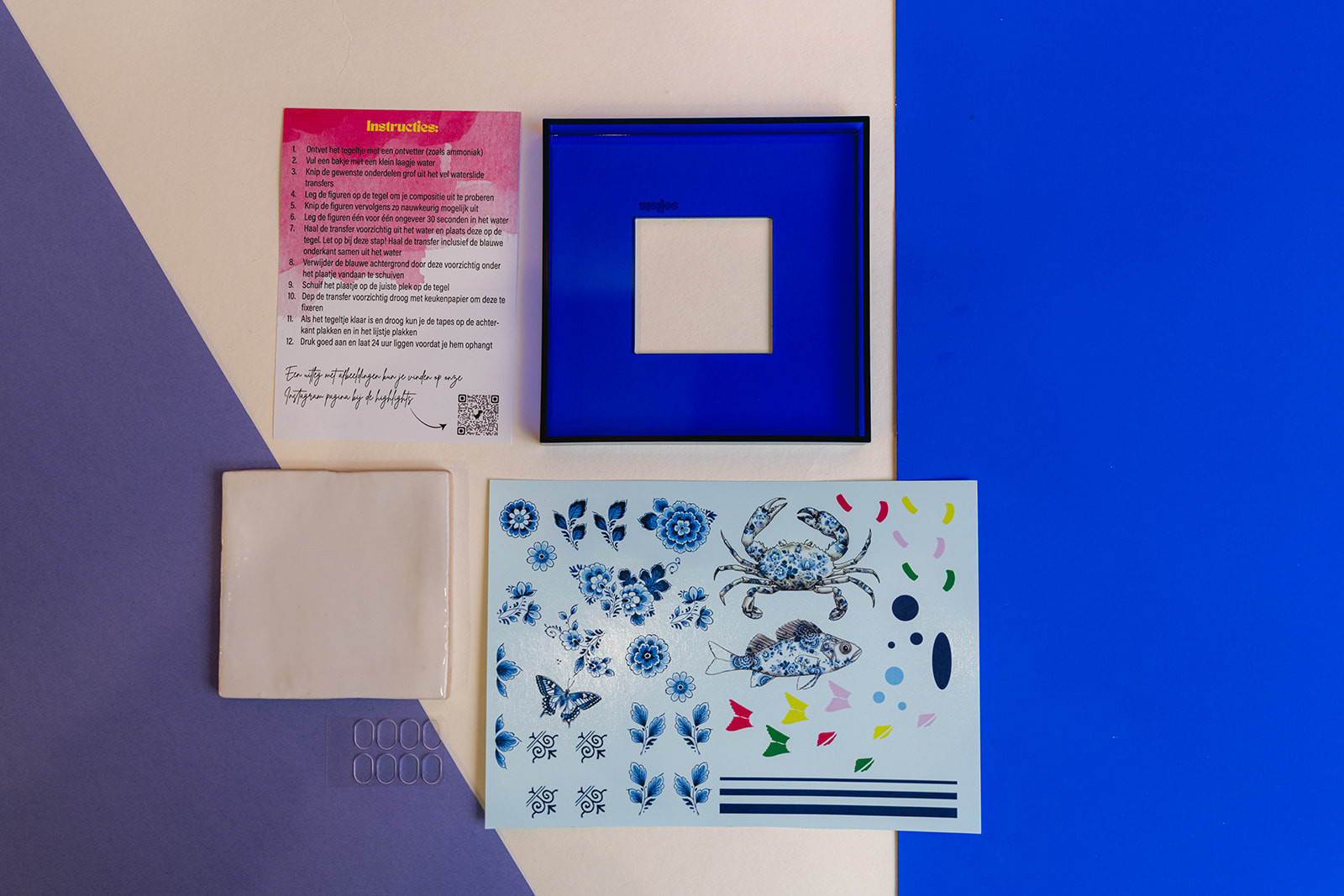 DIY pakket, decoreer je eigen tegel (Delfts blauw) - Foto