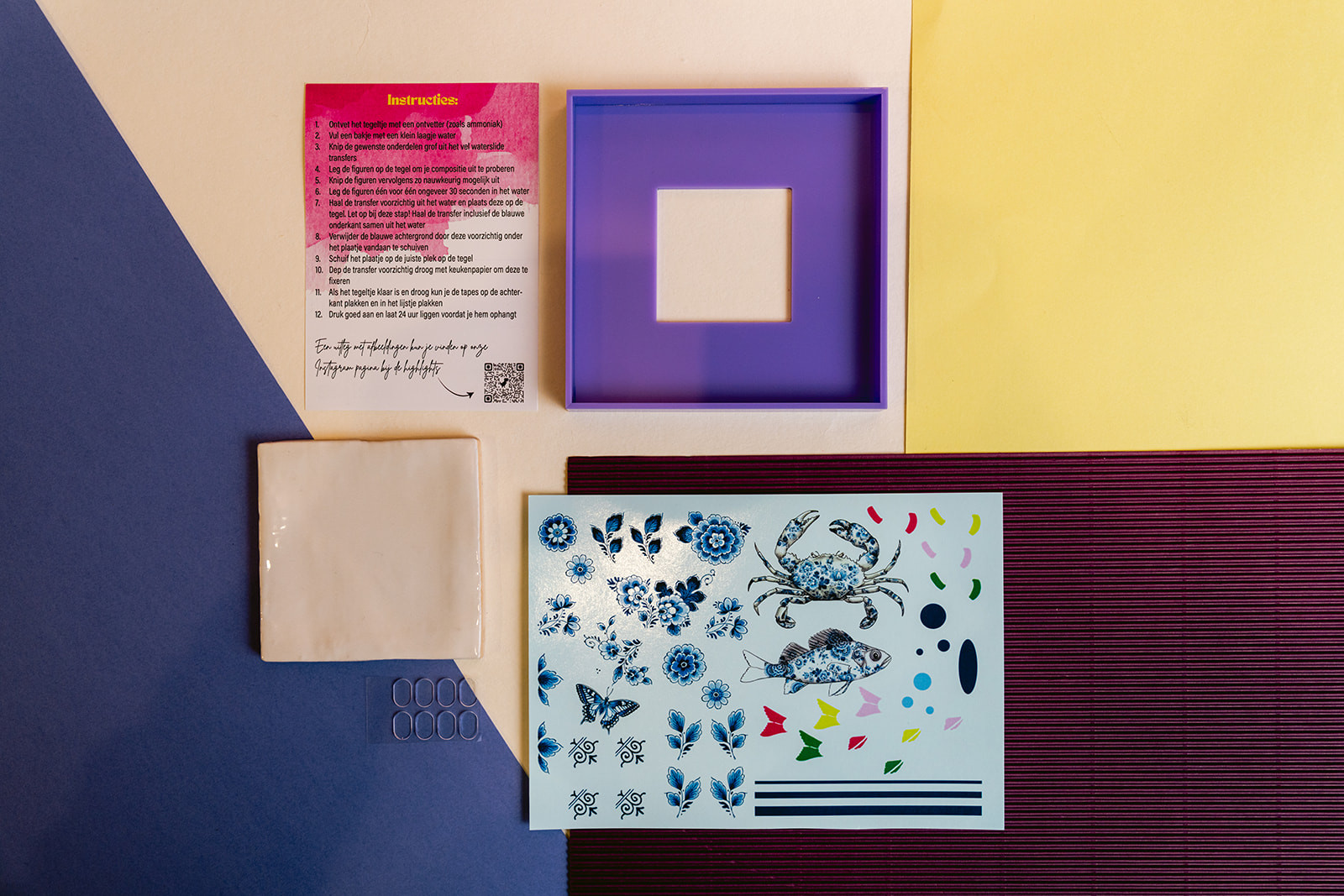 DIY pakket, decoreer je eigen tegel (Delfts blauw) - Foto