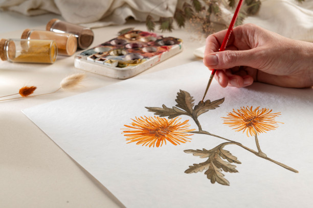 Herfstbloemen in Aquarel