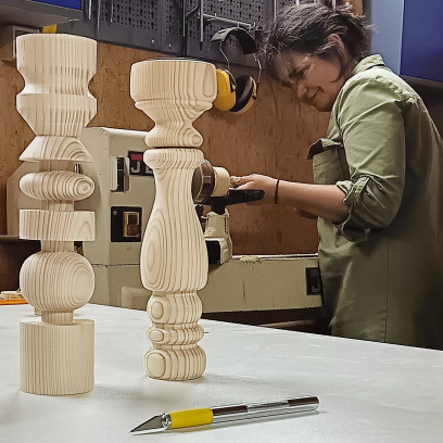 Houtdraaien - Totem Kandelaar