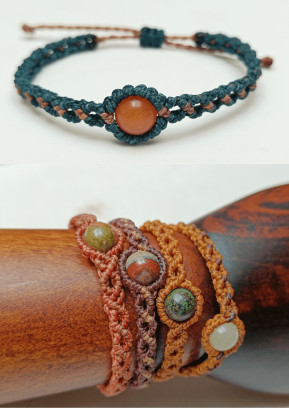 Macrame armband of ring met edelsteen