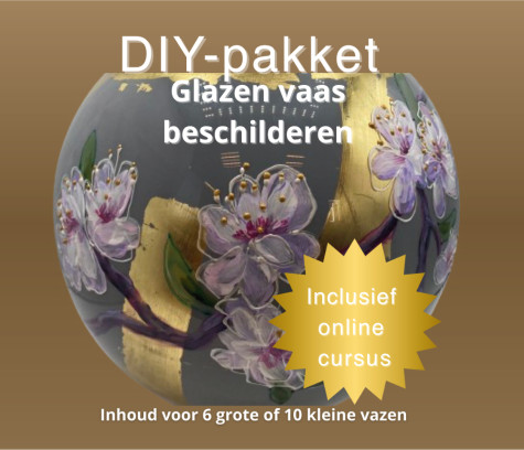 DIY pakket glazen vaas beschilderen - inclusief online cursus!