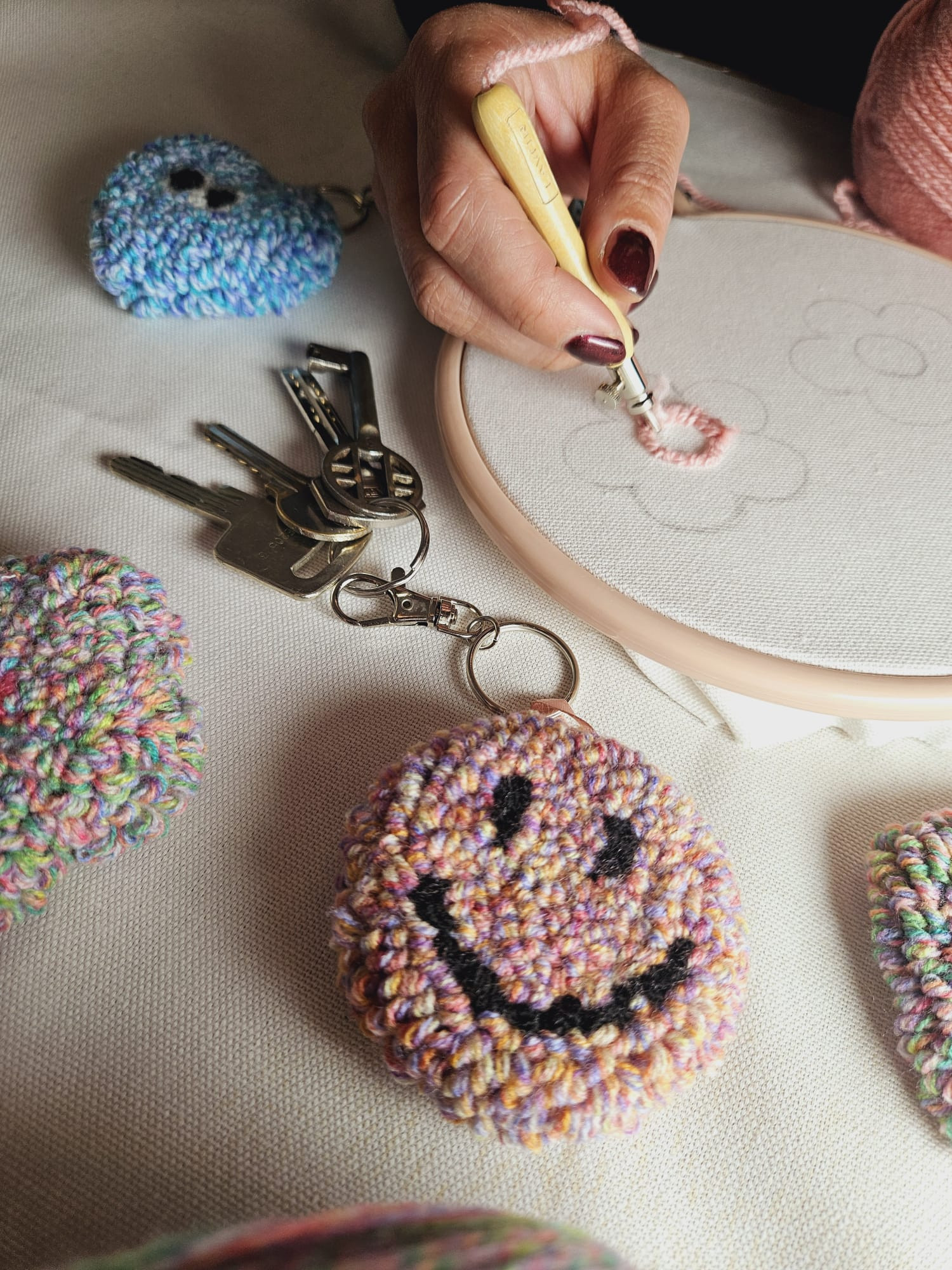 Punch Needle Workshop - Sleutelhanger of Speenkoord - Foto