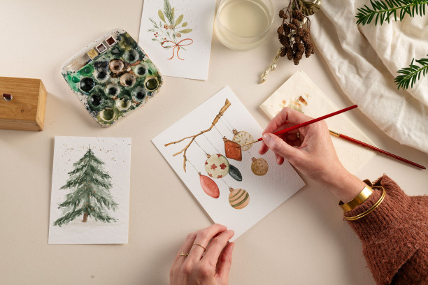 Workshop 'Kerstkaartjes in Aquarel'