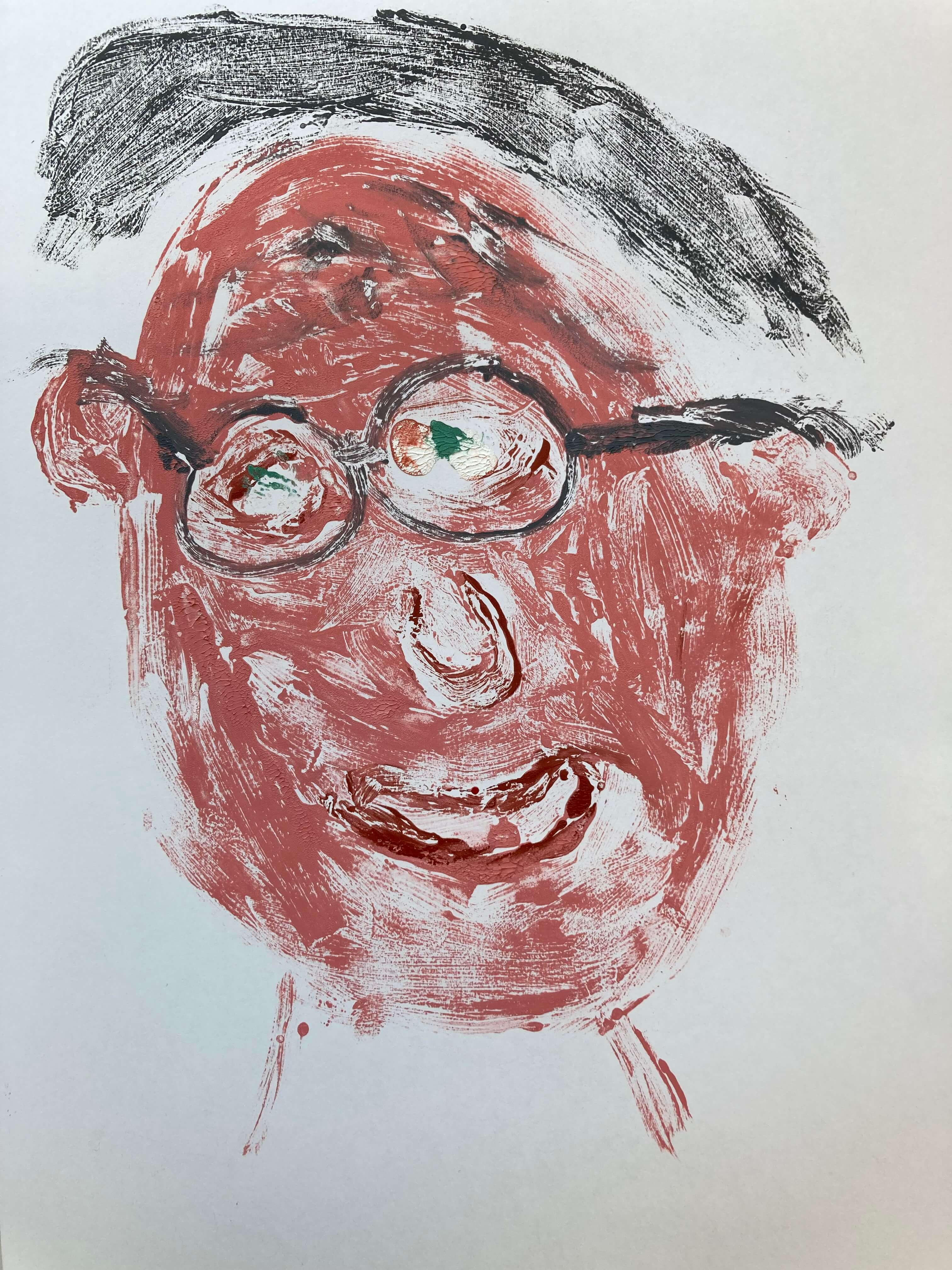 Kind en (groot)ouder maken samen een portret - Foto