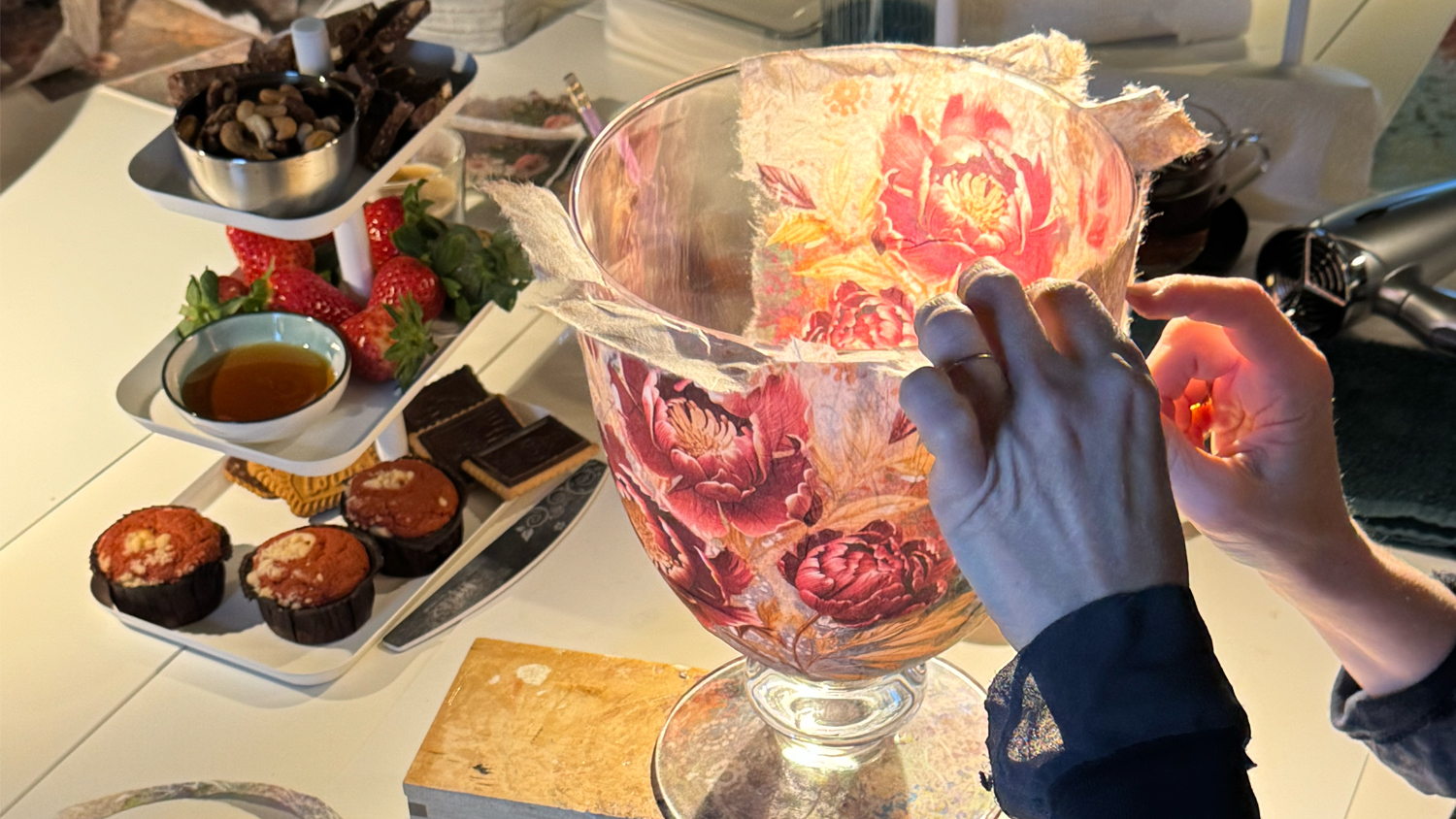 Workshop rijstpapier op glas - Foto