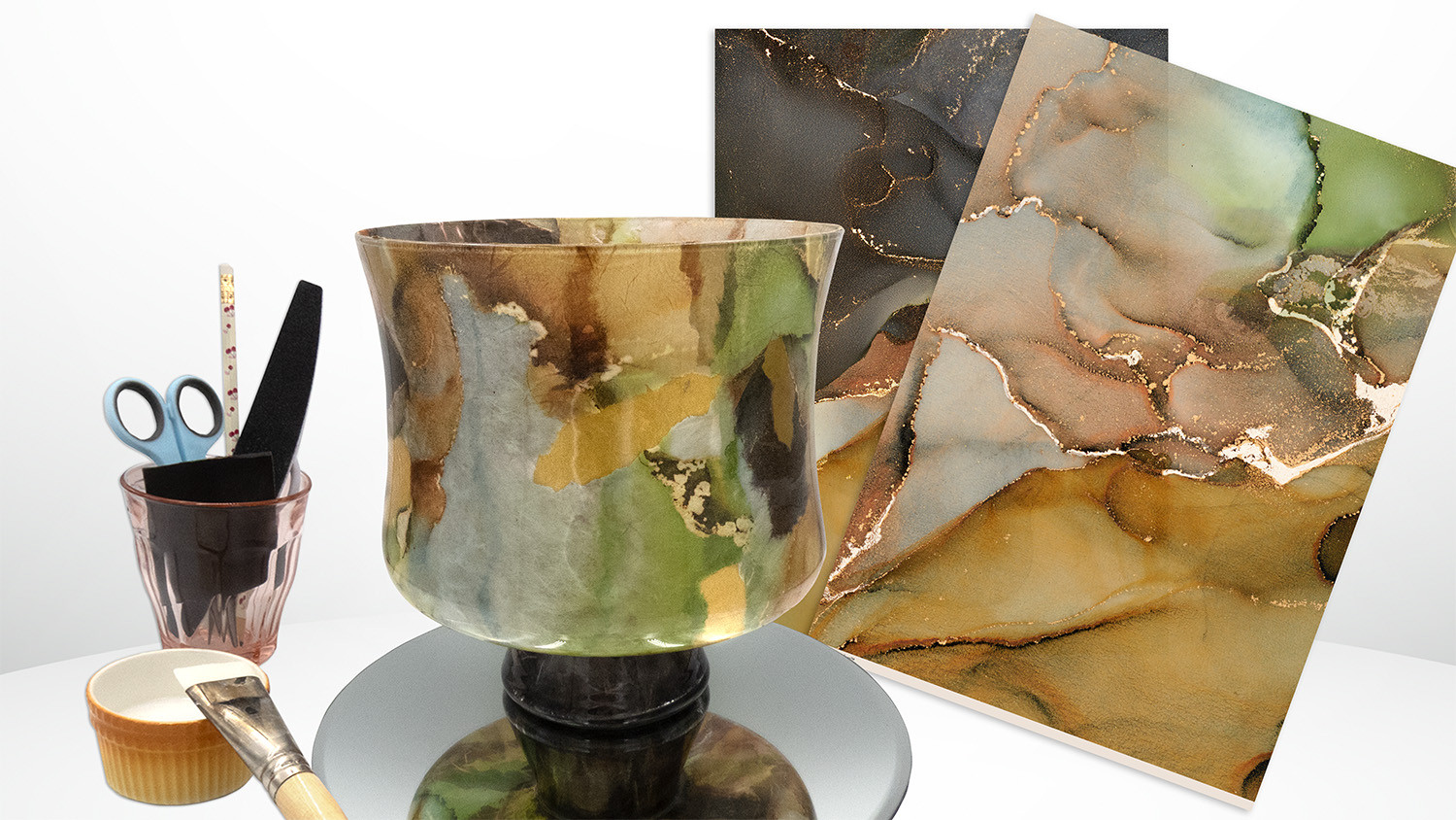 Workshop rijstpapier op glas - Foto