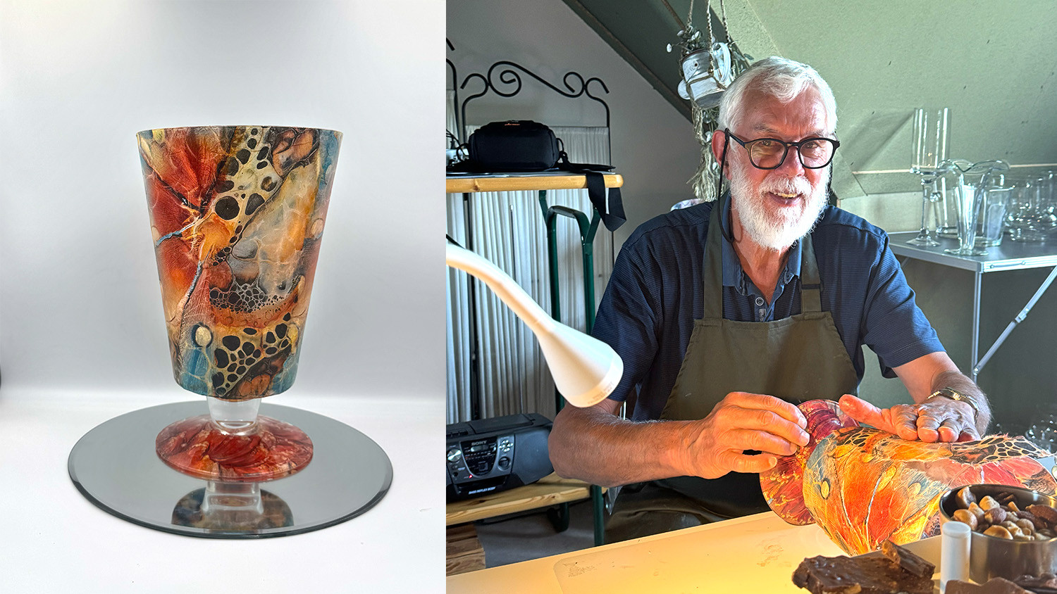 Workshop rijstpapier op glas - Foto