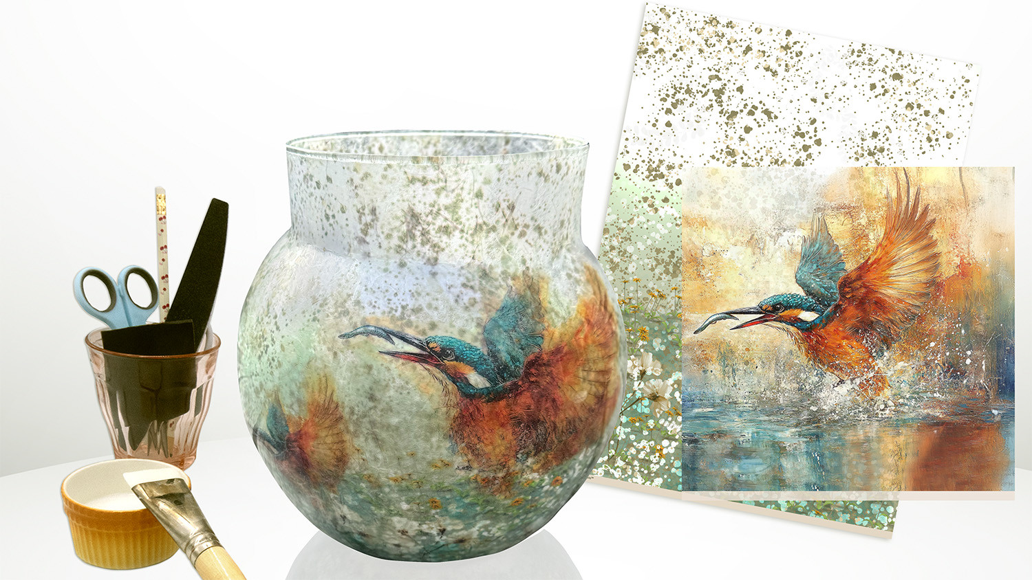 Workshop rijstpapier op glas - Foto