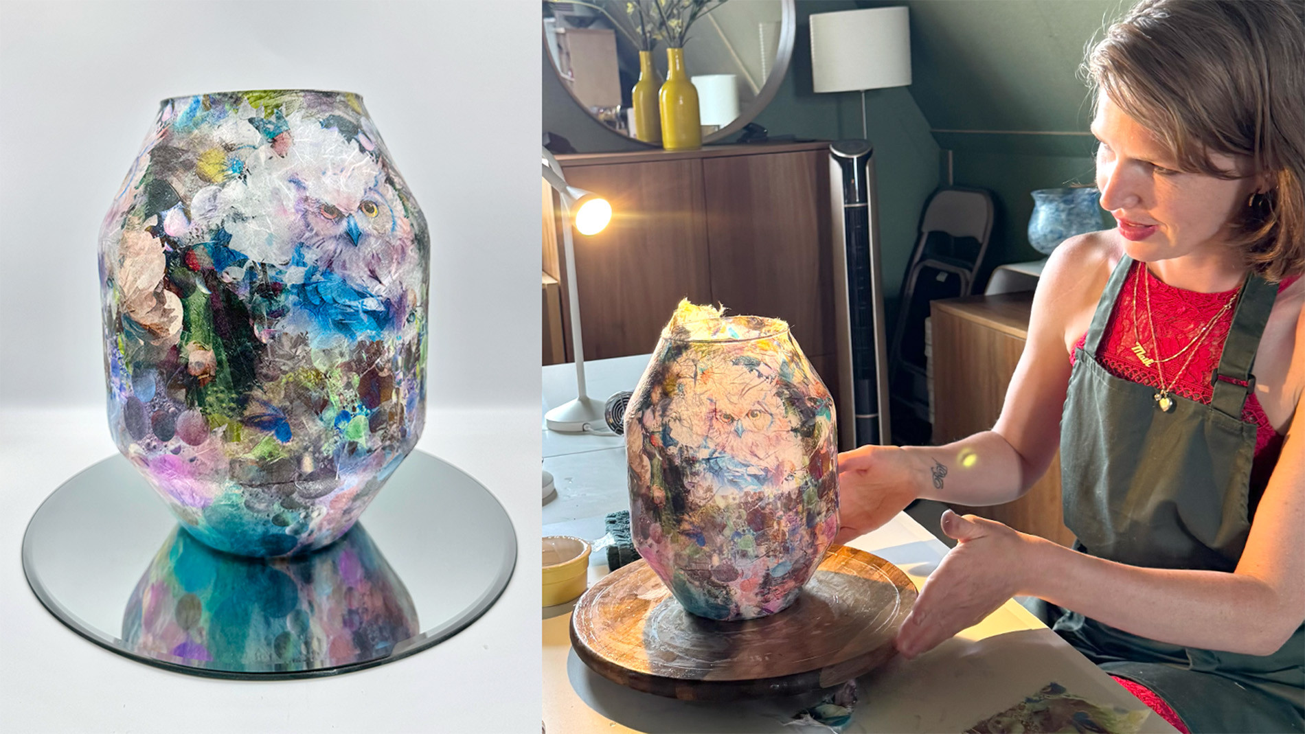Workshop rijstpapier op glas - Foto