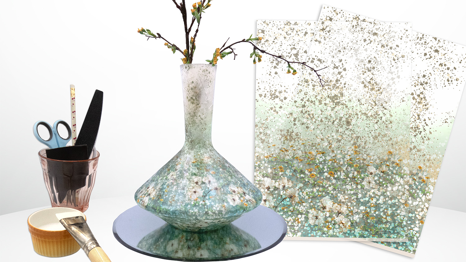 Workshop rijstpapier op glas - Foto