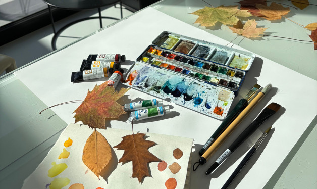 🍁 Herfst in aquarel: gouden tinten op papier 🍁