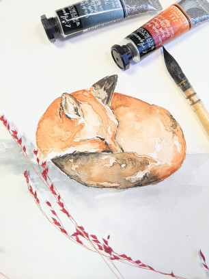 Workshop aquarel 'Slapend vosje' schilderen