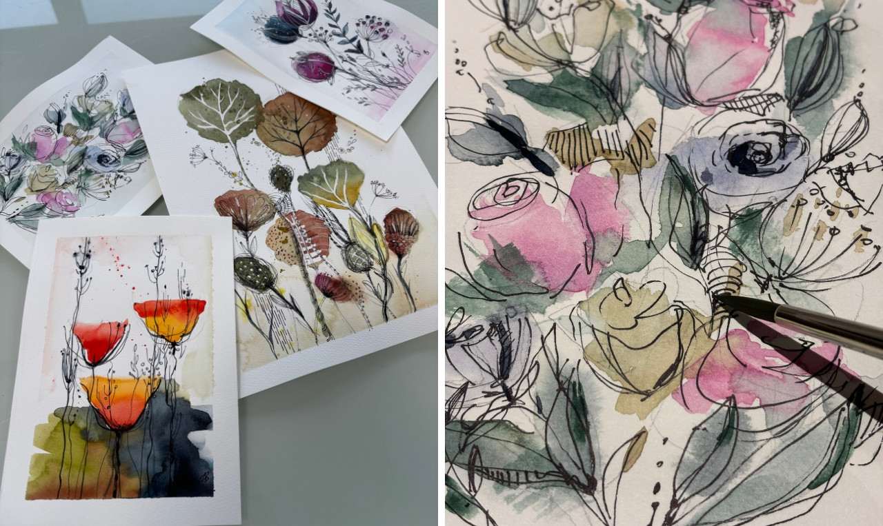🎨 Expressieve bloemen in aquarel - Foto