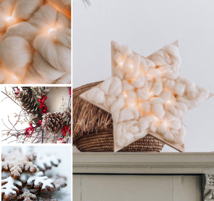 Workshop houten kerstster met lontwol