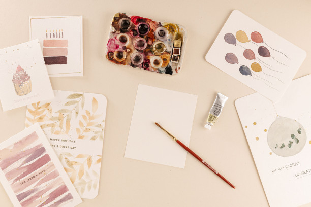 Schilder je eigen wenskaartjes voorraad met aquarel
