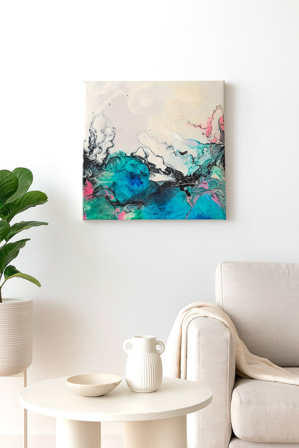 Epoxy/resin art: alcoholinkt op canvas - Foto