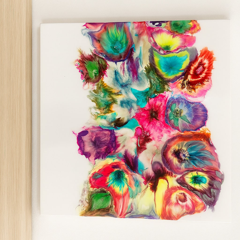 Epoxy/resin art: alcoholinkt op canvas - Foto