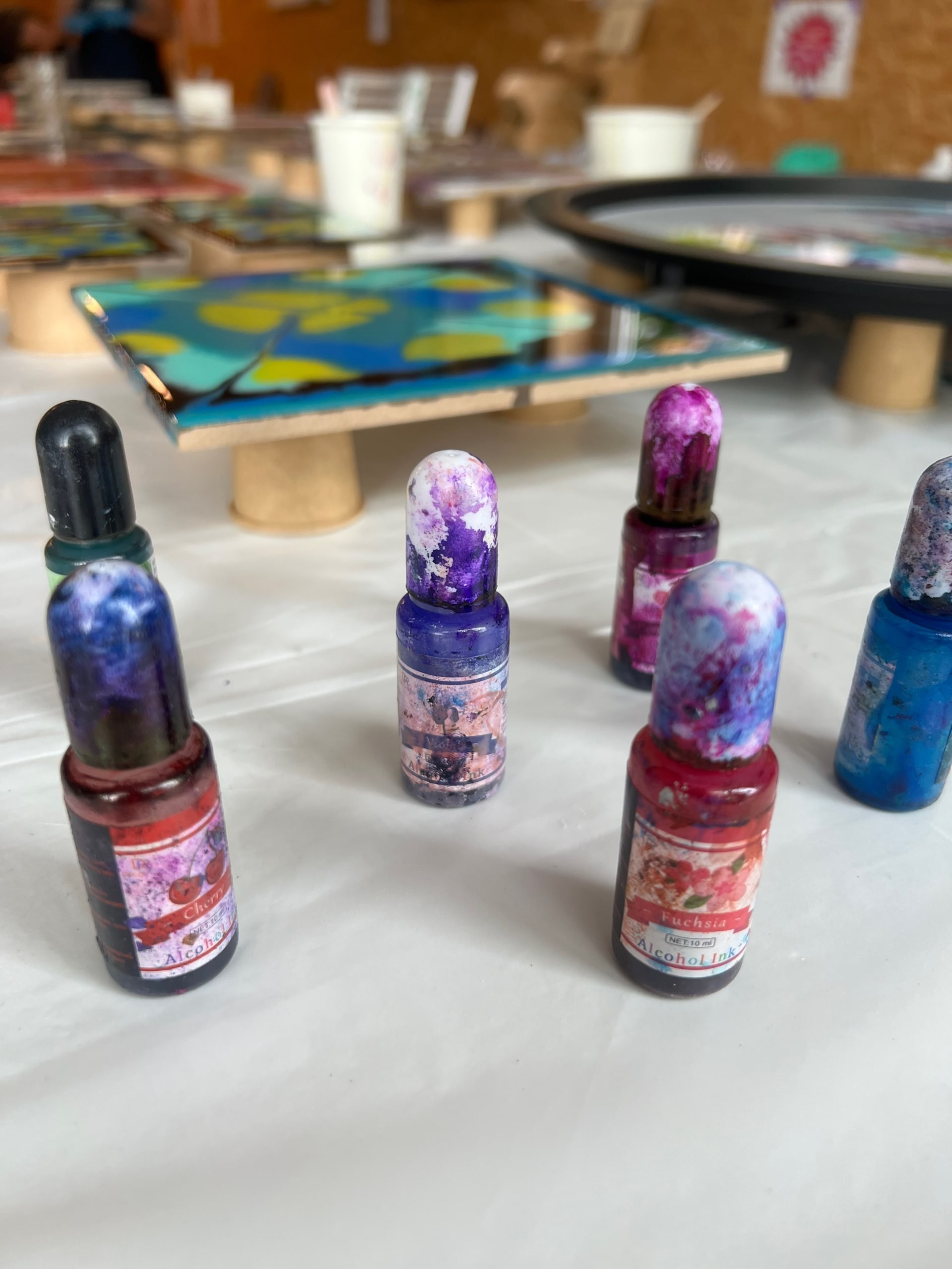 Epoxy/resin art: alcoholinkt op canvas - Foto