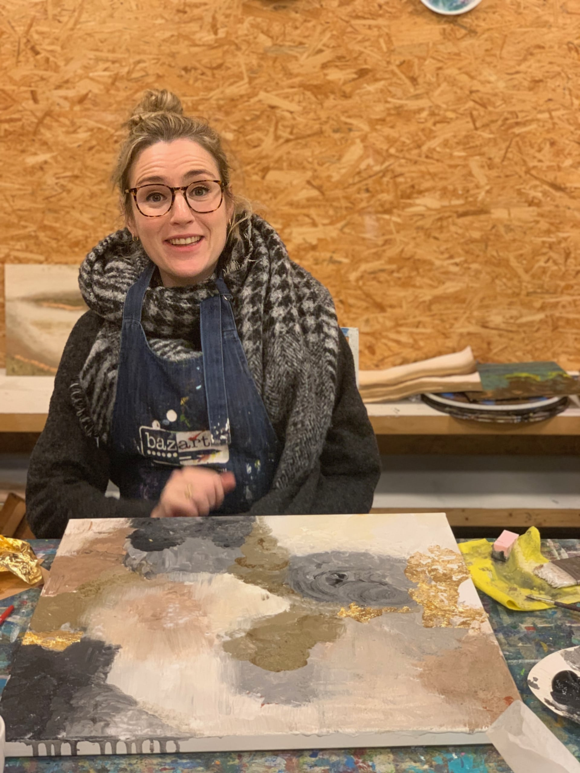 Acryl: structuur en bladgoud: decoratief meesterwerk - Foto