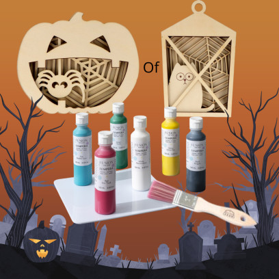 🎃 Halloween Verfset voor Kinderen – Pompoen of Lantaarn DIY Pakket
